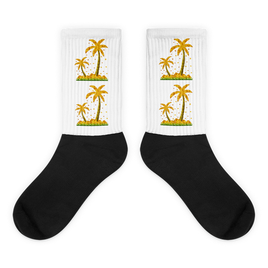 Lucky Gold Coin Palm Trees Socks