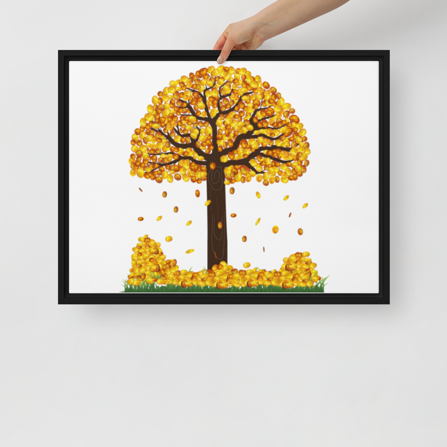 Lucky Gold Coin Tree Canvas, 18in X 24in