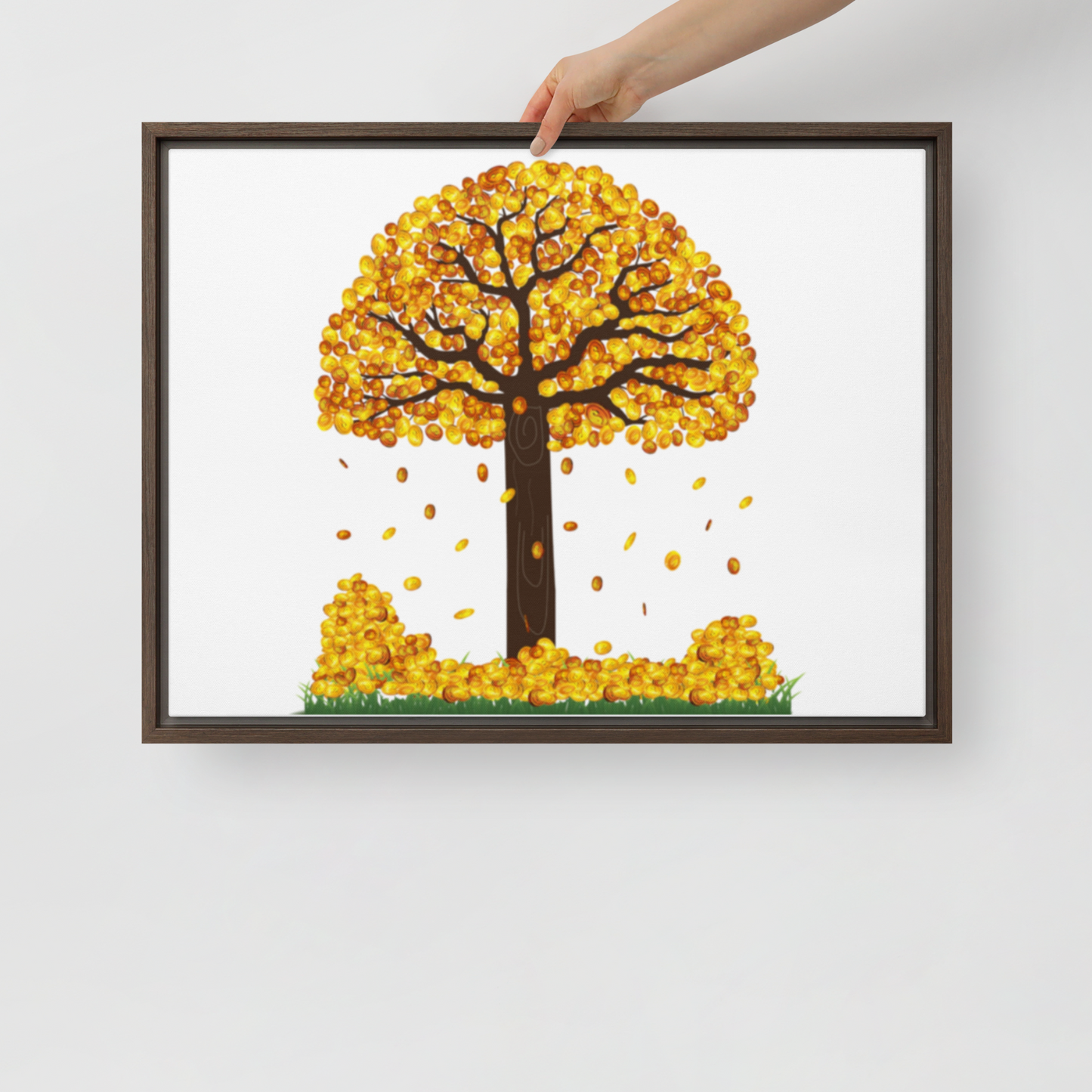 Lucky Gold Coin Tree Canvas, 18in X 24in