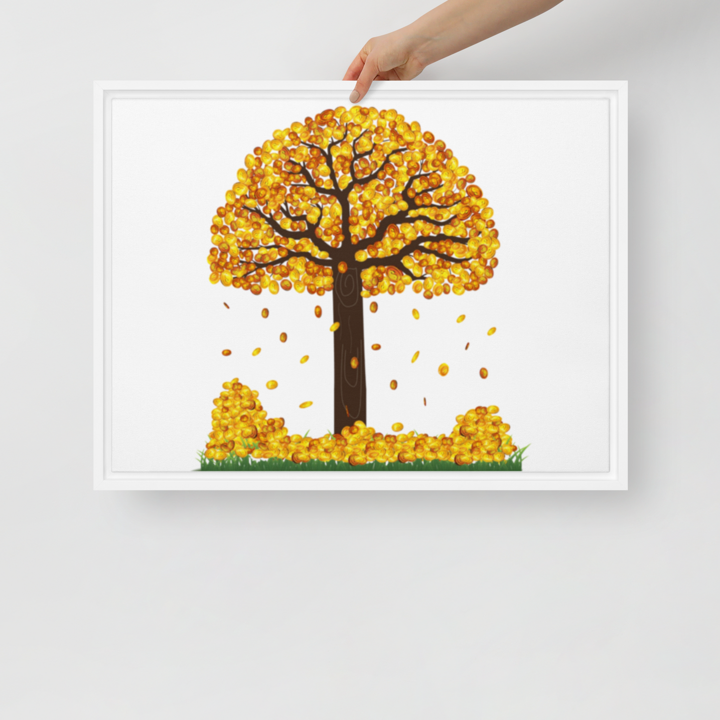 Lucky Gold Coin Tree Canvas, 18in X 24in