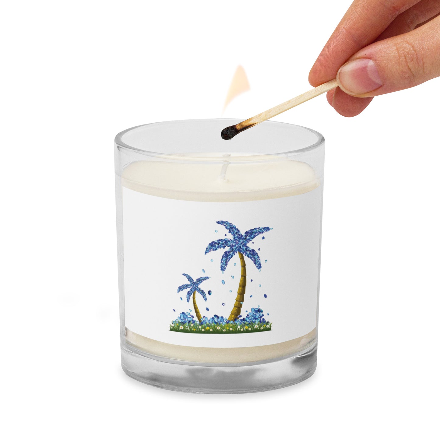 Lucky Diamond Palm Trees Glass Candle