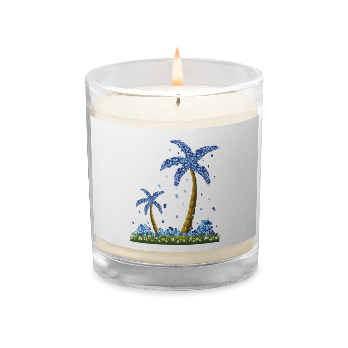 Lucky Diamond Palm Trees Glass Candle