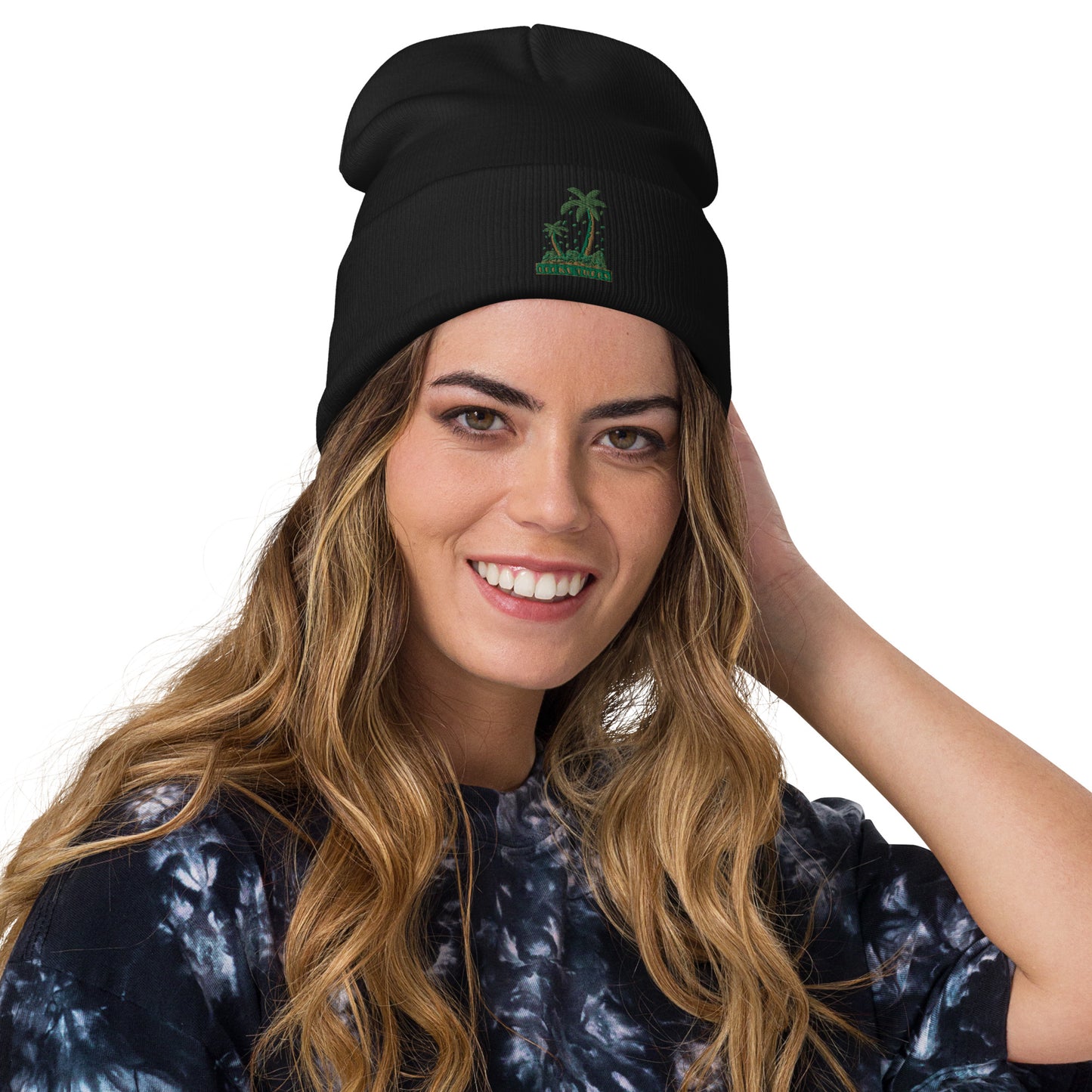 Lucky Money Palm Trees Embroidered Beanie