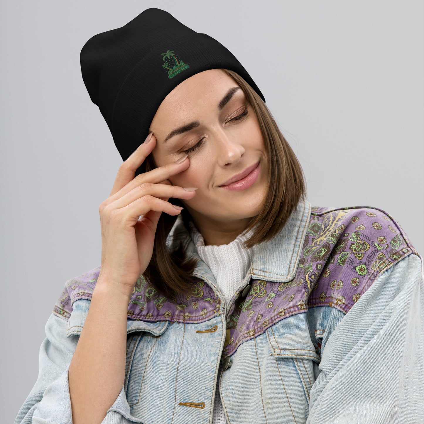 Lucky Money Palm Trees Embroidered Beanie