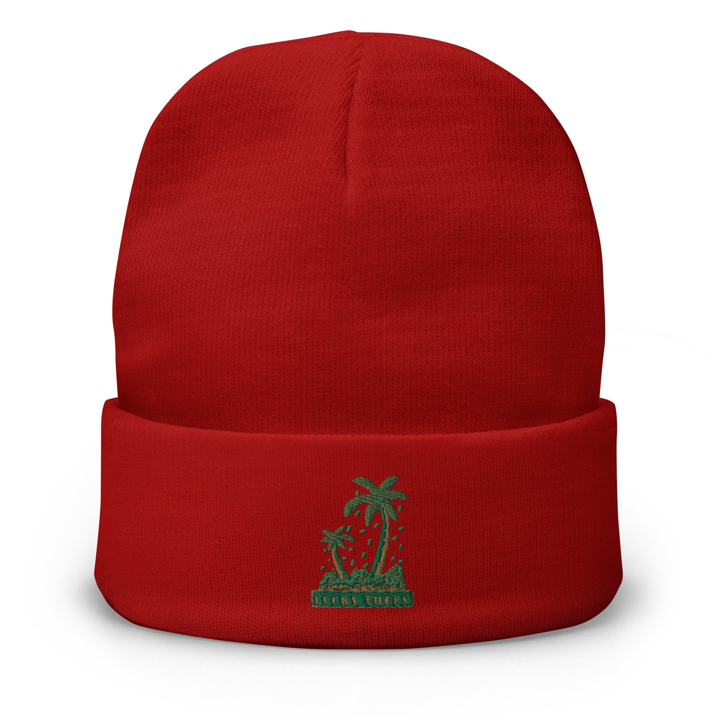 Lucky Money Palm Trees Embroidered Beanie