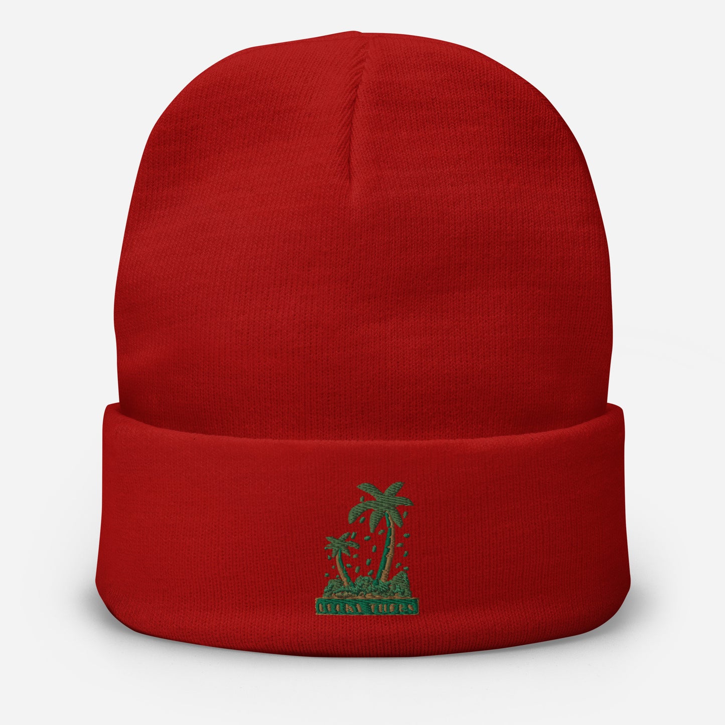 Lucky Money Palm Trees Embroidered Beanie