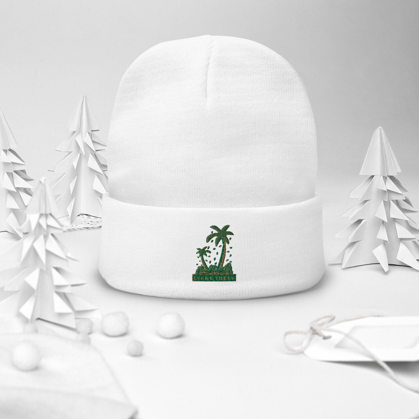 Lucky Money Palm Trees Embroidered Beanie