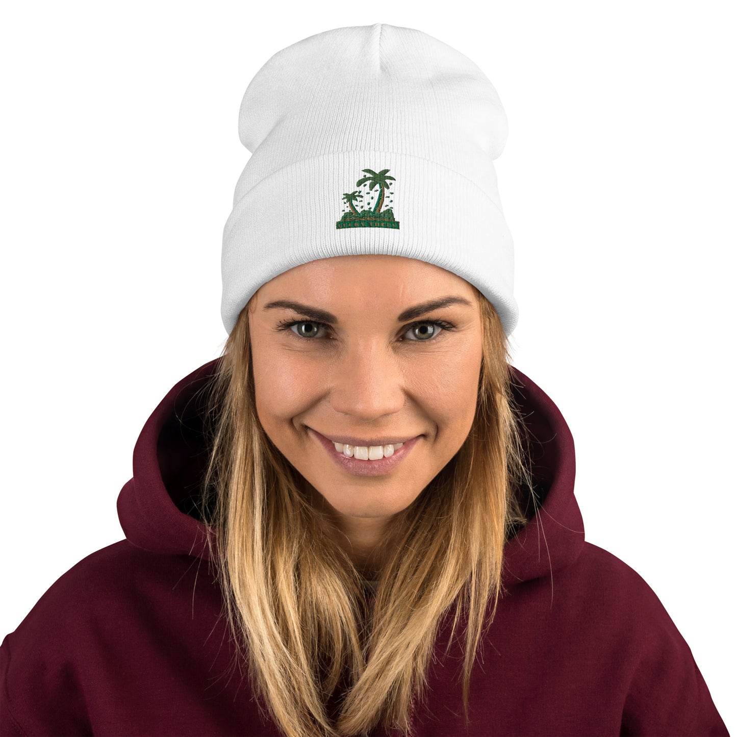 Lucky Money Palm Trees Embroidered Beanie