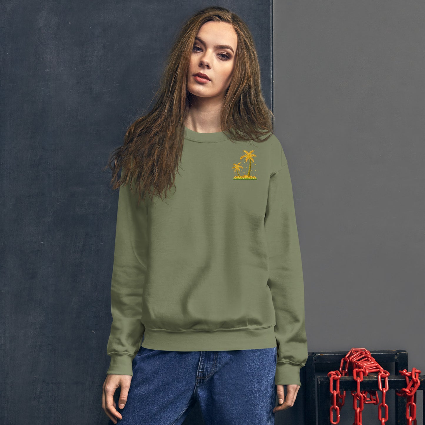 Lucky Gold Coin Palm Trees Sweatshirt