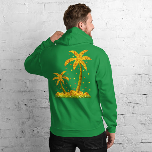 Lucky Gold Coin Palm Trees Hoodie for Men