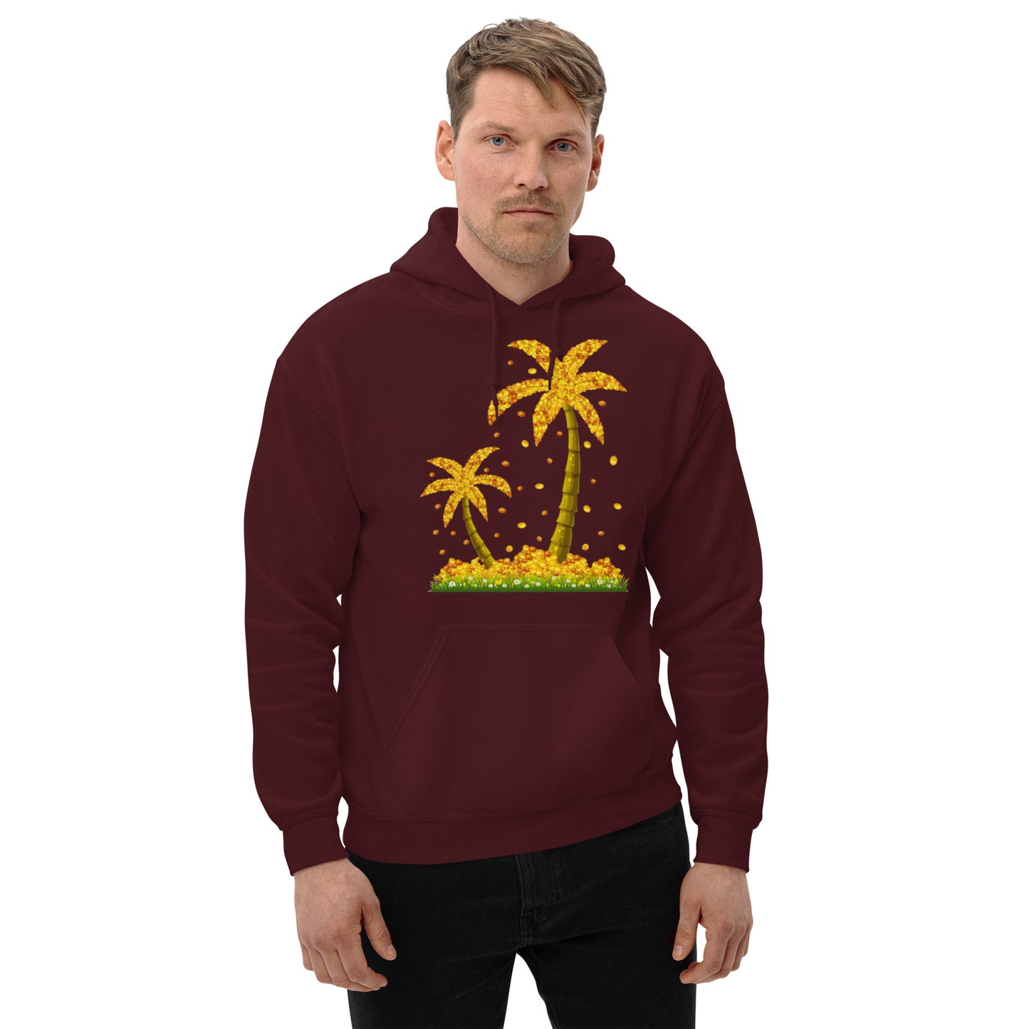 Lucky Gold Coin Palm Trees Hoodie