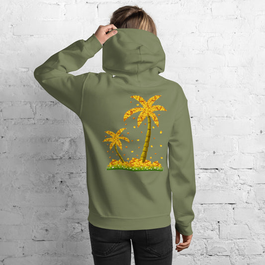 Lucky Gold Coin Palm Trees Hoodie for Women