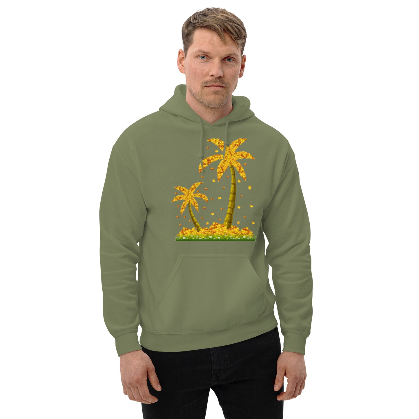 Lucky Gold Coin Palm Trees Hoodie