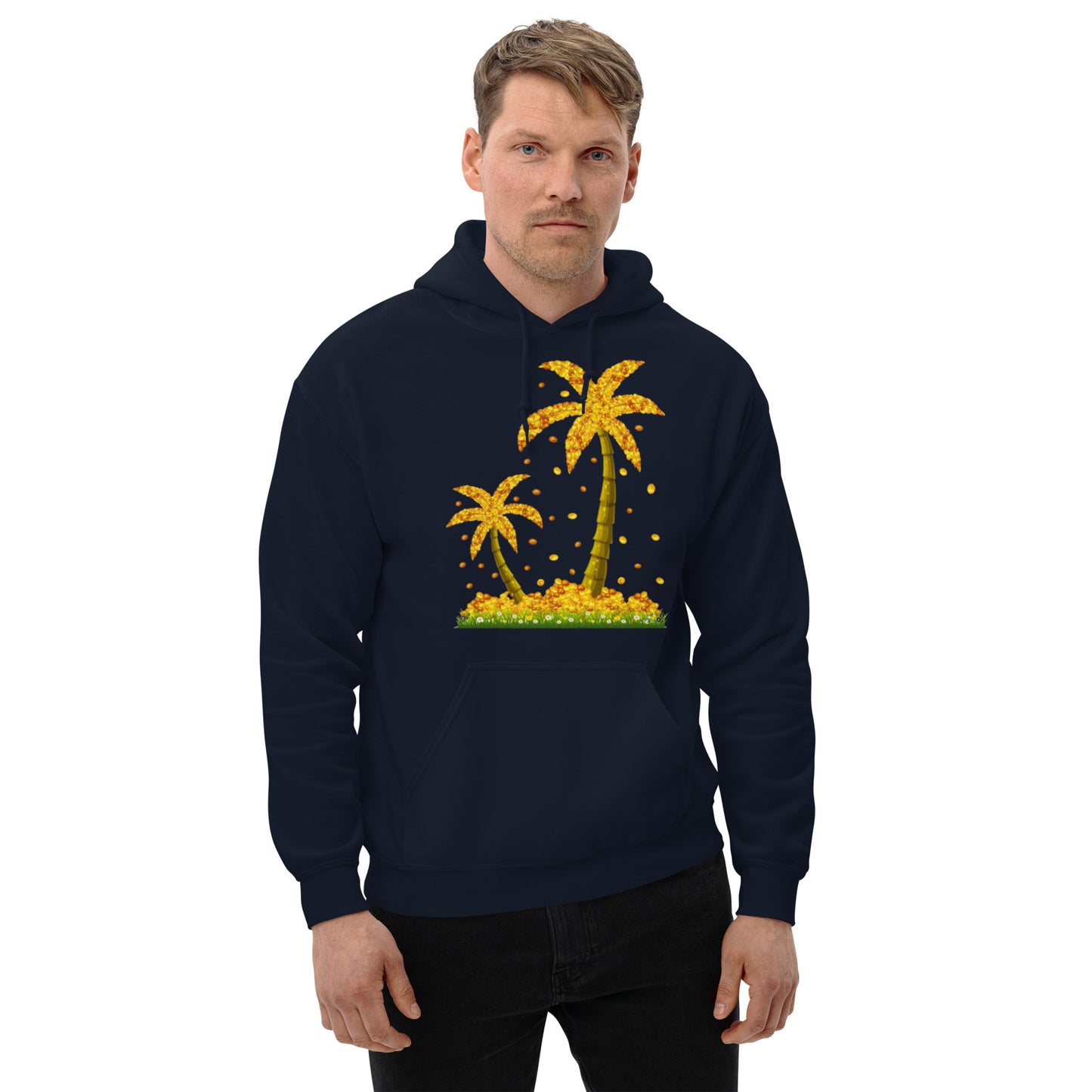 Lucky Gold Coin Palm Trees Hoodie