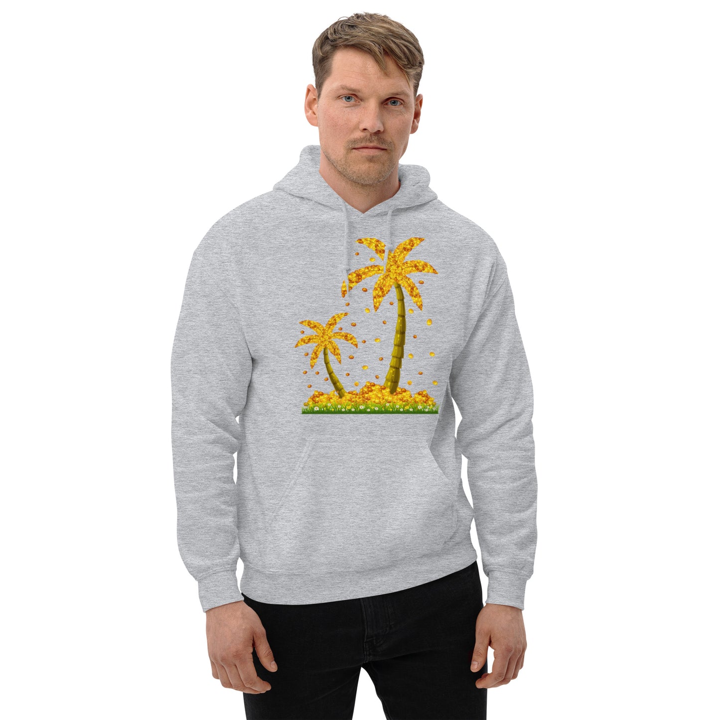 Lucky Gold Coin Palm Trees Hoodie