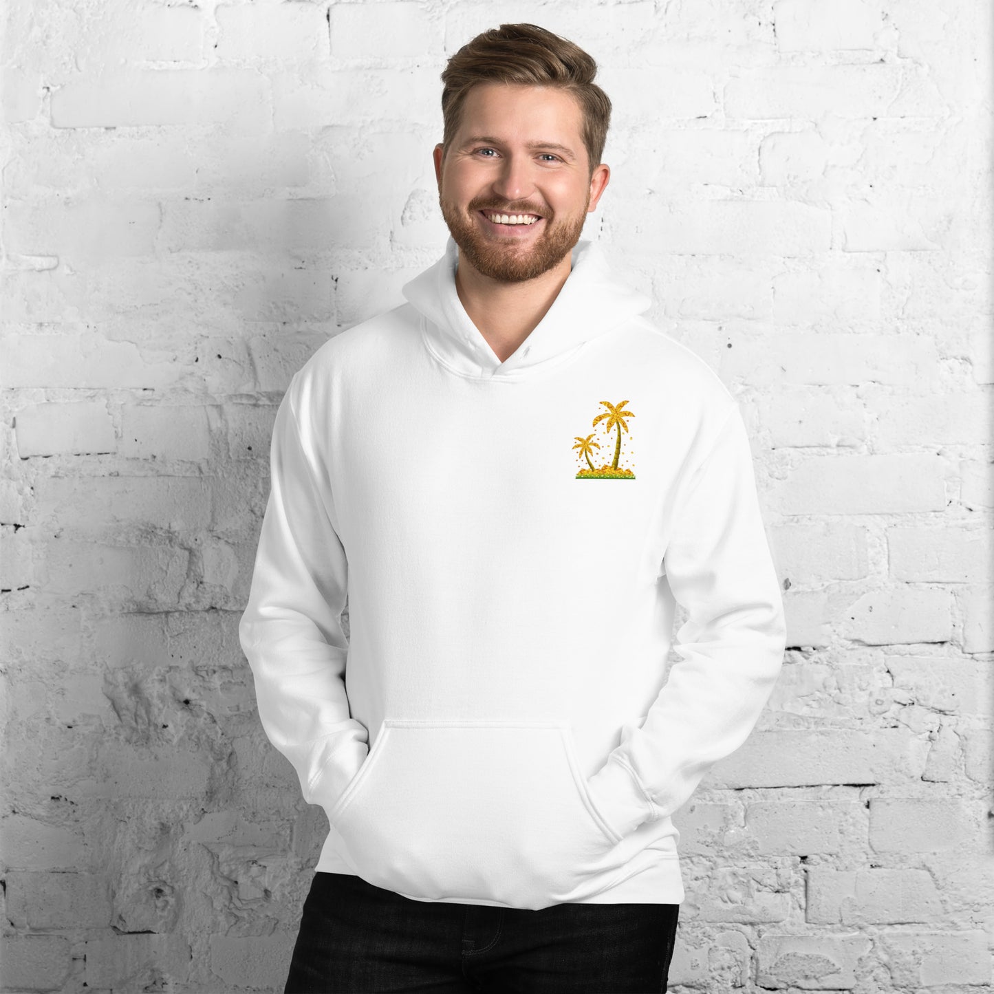 Lucky Gold Coin Palm Trees Hoodie for Men