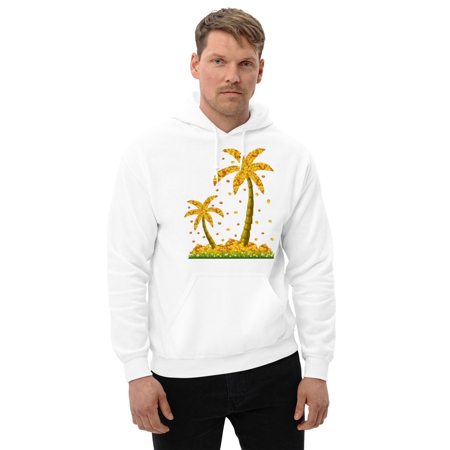 Lucky Gold Coin Palm Trees Hoodie