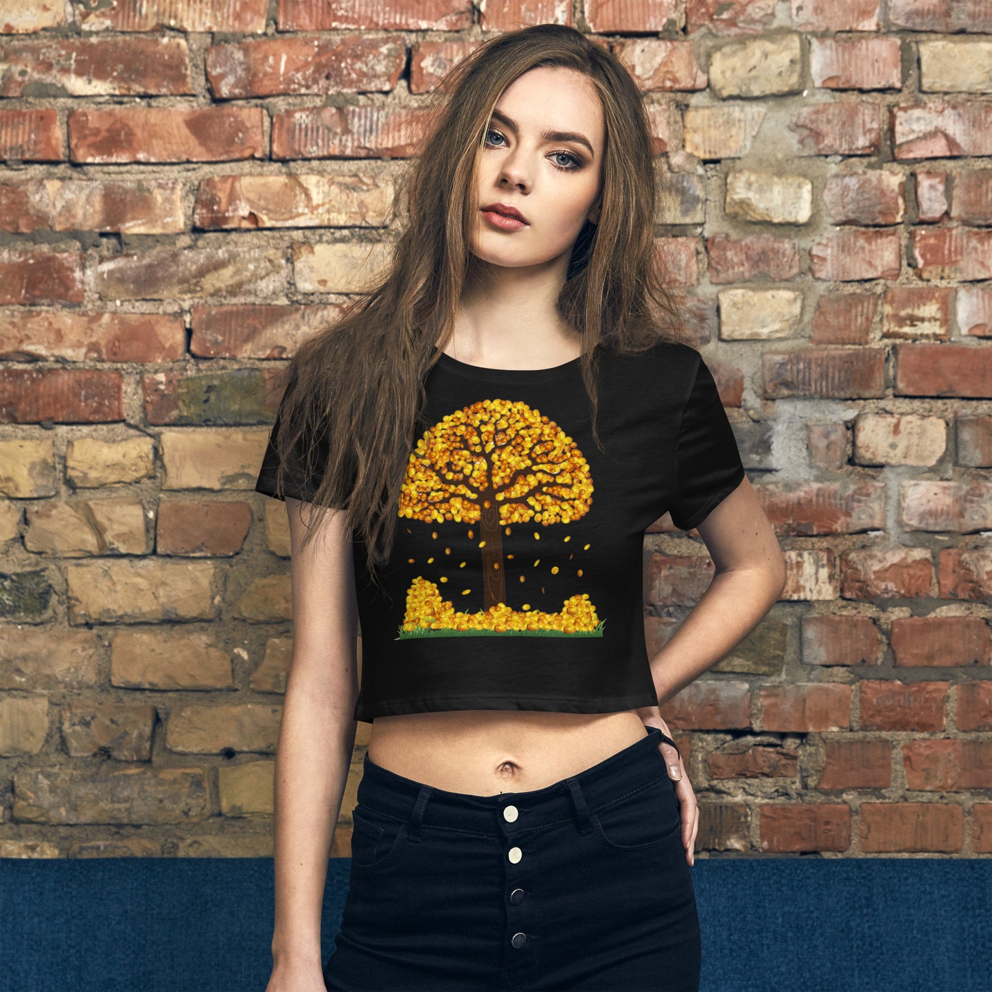 Lucky Gold Coin Tree  Crop Tee