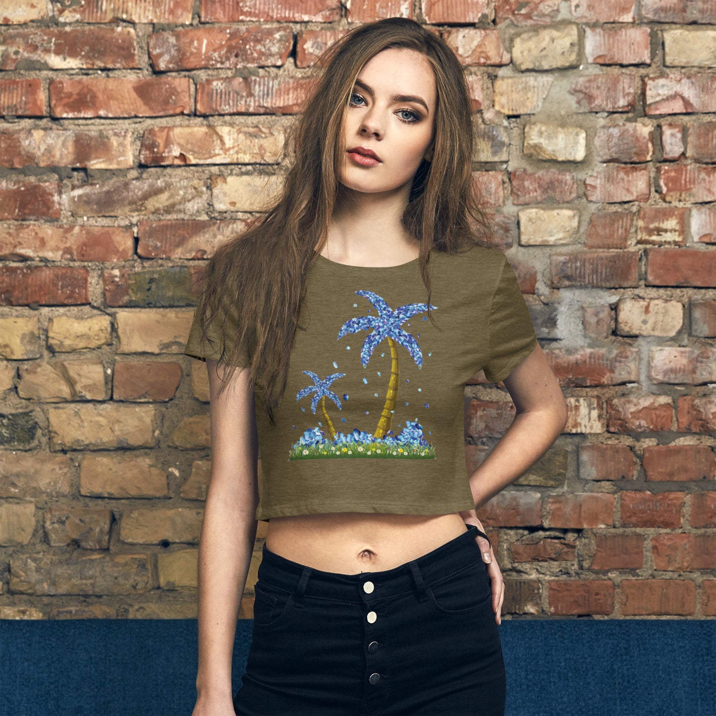 Lucky Diamond Palm Trees Crop Tee