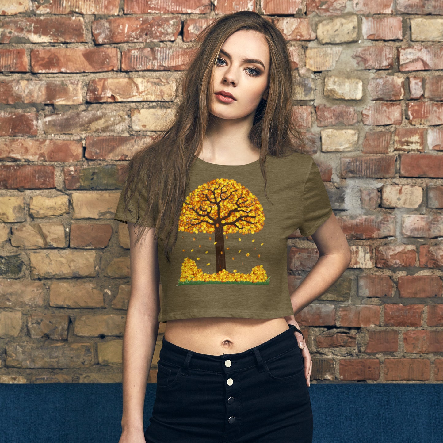 Lucky Gold Coin Tree  Crop Tee