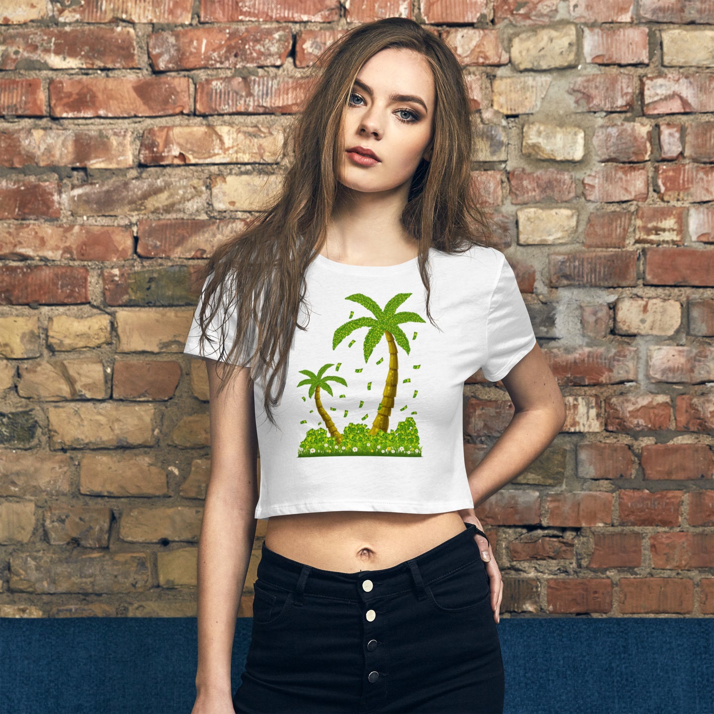 Lucky Money Palm Trees Crop Tee